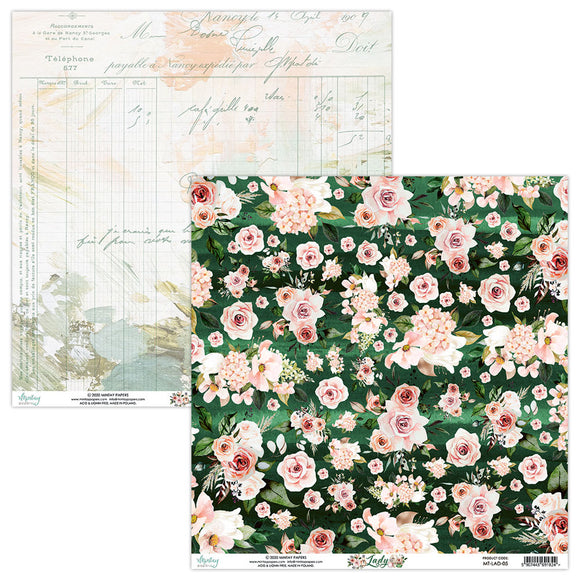 Mintay *** LADY ***  12 x12  Double Sided Designer Scrapbooking Paper SINGLE SHEET,  Cardstock MT-LAD-05