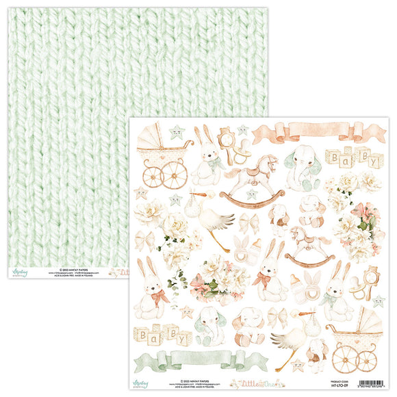 Mintay ***  LITTLE ONE *** double Sided Designer Scrapbooking Paper 12x12 SINGLE SHEET, Cardstock