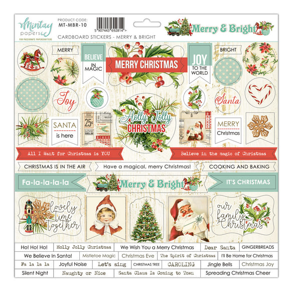 Cardboard stickers Merry & Bright  12x12  sheet