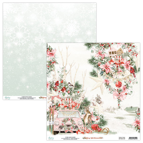 Mintay *** MeRRY LiTTLE CHRiSTMAS *** double Sided Designer Scrapbooking Paper 12x12 SINGLE SHEET, Cardstock