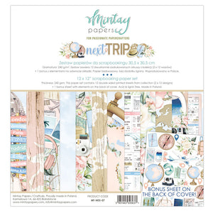 Mintay *** NEXT TRIP ***  12 x12  Double Sided Designer Scrapbooking Paper Pack collection, Cardstock