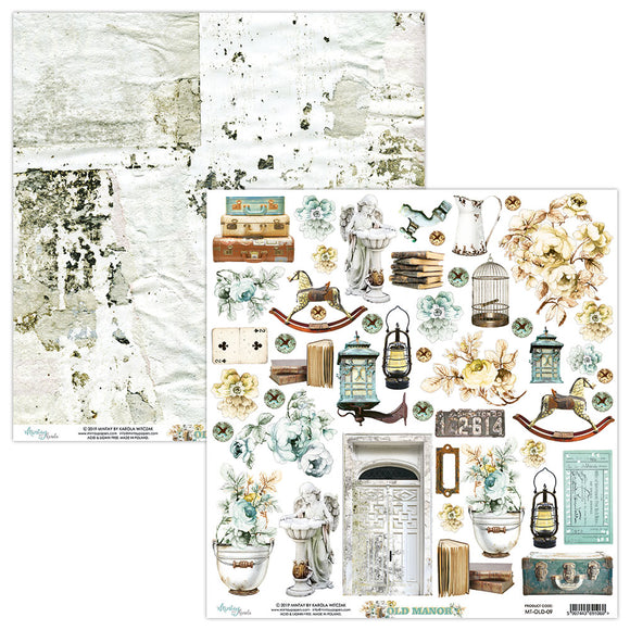 Mintay *** OLD MANOR ***  12 x12  Double Sided Designer Scrapbooking Paper SINGLE SHEET, Cardstock