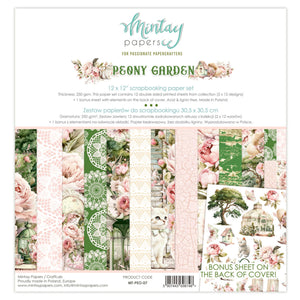 Mintay 12 x 12 Paper - Set of 7 single sheets - Peony Garden