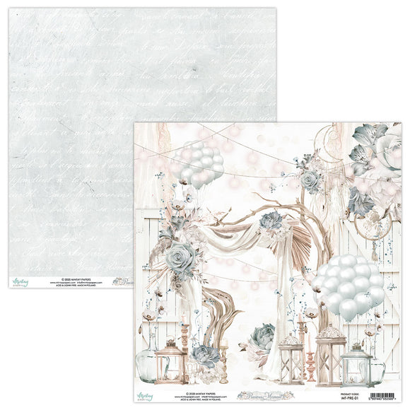 Mintay *** PRECIOUS MOMENT ***  12 x12  Double Sided Designer Scrapbooking Paper SINGLE SHEET, Cardstock
