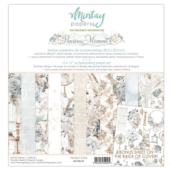 Mintay *** PRECIOUS MOMENT ***  12 x12  Double Sided Designer Scrapbooking Paper Pack collection, Cardstock