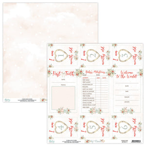 Mintay *** TINY MIRACLE BABY MILESTONE #1 ***  12 x12  Double Sided Designer Scrapbooking Paper SINGLE SHEET, Cardstock