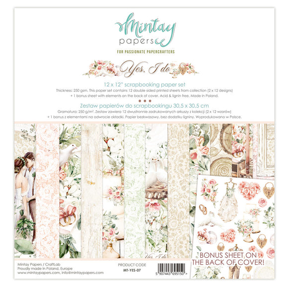 Mintay *** Yes, I do  *** 12 x12 Double Sided Designer Scrapbooking Paper Pack collection, Cardstock