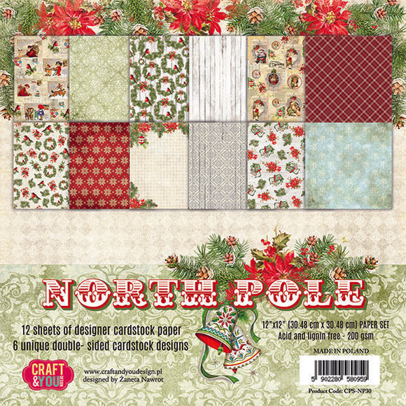 NORTH POLE, Craft and You Design, Paper Set of 12 sheets 12x12