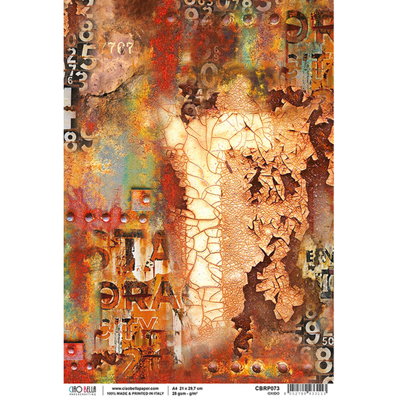 Ciao Bella, Rice Paper COLLATERAL RUST Sheet A4 OXIDO