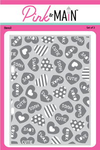 Pink & Main Coversation Hearts Stencils (set of 2)