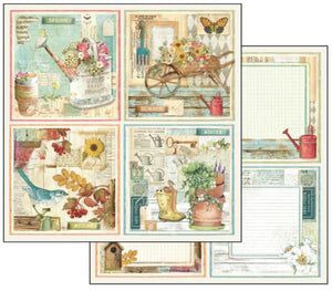 Stamperia GARDEN Cards Double-Sided Cardstock 12"X12" Single Sheet