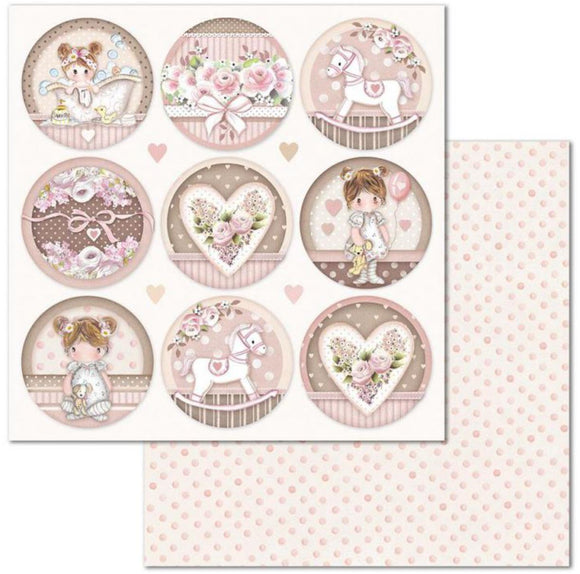 Stamperia Little Girl Rounds Double-Sided Cardstock 12