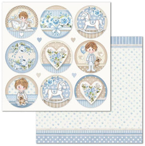 Stamperia Little Boy Rounds Double-Sided Cardstock 12"X12" Single Sheet