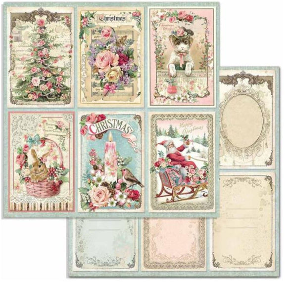 Stamperia Pink Christmas Cards Double-Sided Cardstock 12