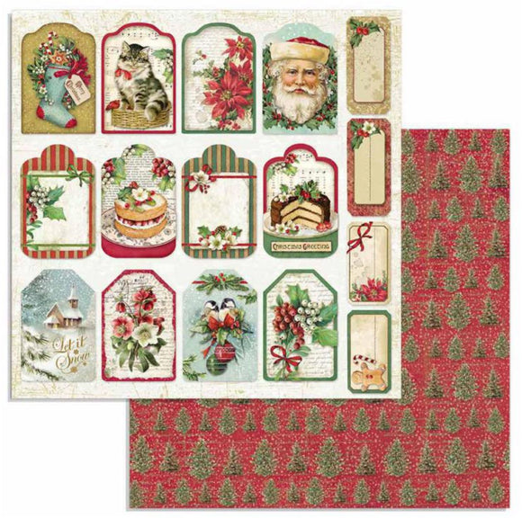 Stamperia Vintage Christmas Tags  Double-Sided Cardstock 12