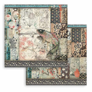 Stamperia Sir Vagabond in Japan mechanical fish Double-Sided Cardstock 12"X12" Single Sheet SBB823