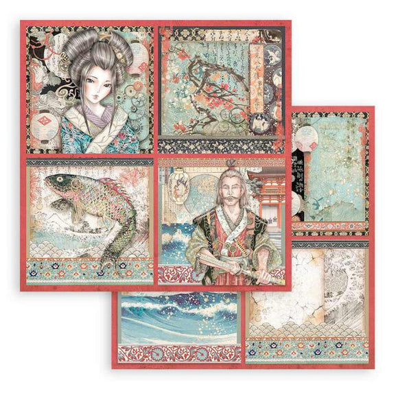Stamperia Sir Vagabond in Japan 4 cards  Double-Sided Cardstock 12