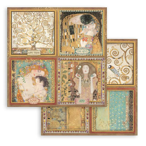 Klimt, Stamperia, 4 cards ,  Scrapbooking Double face 12