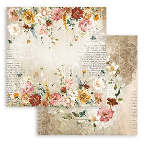 Garden of Promises, Stamperia, Scrapbooking Double face 12"X12" Single sheet- flowers and newspaper