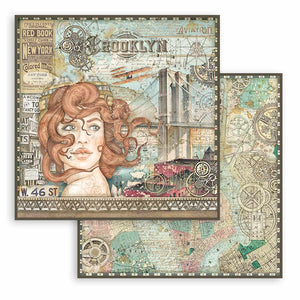 Sir Vagabond Aviator, Stamperia, Scrapbooking Double face 12"X12" Single sheet- lady