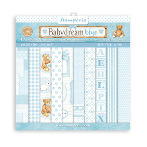 BabyDream Blue, Stamperia, BACKGROUNDS patterns pad, Double-Sided 12"X12" 10/Pkg
