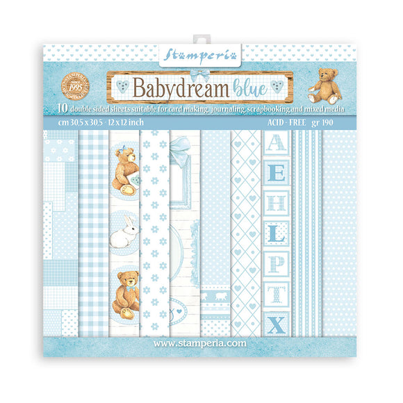 BabyDream Blue, Stamperia, BACKGROUNDS patterns pad, Double-Sided 12