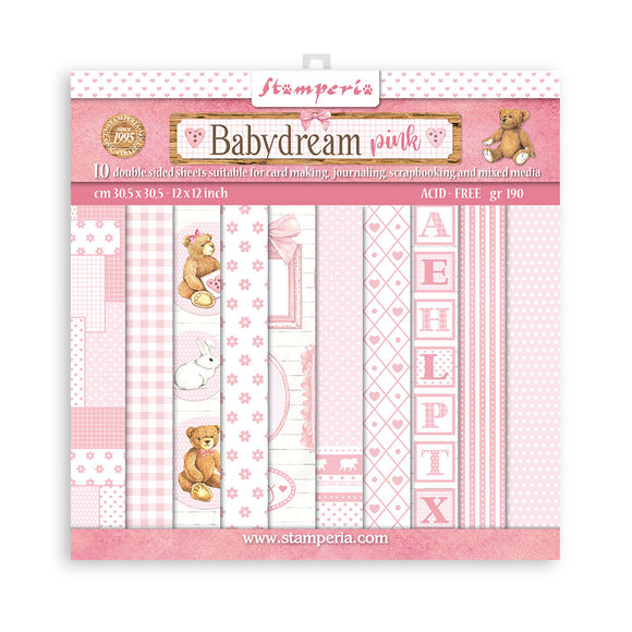 BabyDream Pink, Stamperia, BACKGROUNDS patterns pad, Double-Sided 12