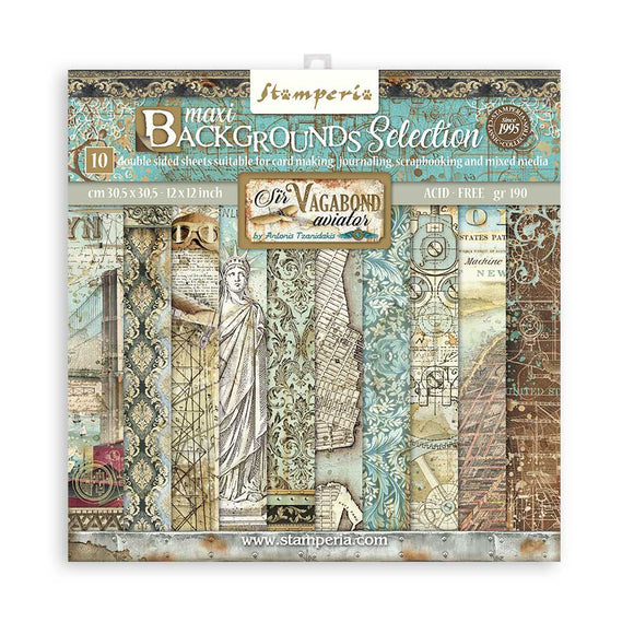 Sir Vagabond Aviator, Stamperia, BACKGROUNDS patterns pad, Double-Sided 12