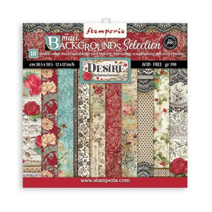 Scrapbooking Pad 10 sheets cm 30,5x30,5 (12"x12") Maxi Background selection - Desire