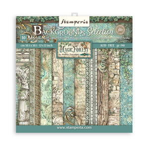 Stamperia,  Scrapbooking Pad 10 sheets cm 30,5x30,5 (12"x12") Maxi Background selection - Magic Forest