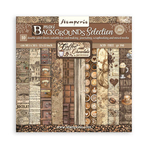 Stamperia Scrapbooking Pad 10 sheets cm 30,5x30,5 (12"x12") Maxi Background selection - Coffee and Chocolate