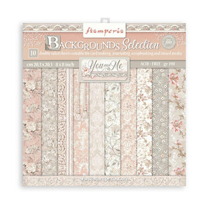 You and me, Stamperia, BACKGROUNDS patterns pad, Double-Sided d 8"X8" 10/Pkg