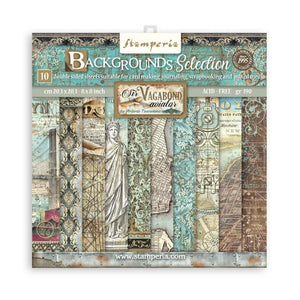 Sir Vagabond Aviator, Stamperia, BACKGROUNDS patterns pad, Double-Sided d 8"X8" 10/Pkg