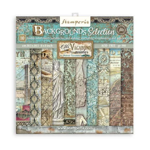 Sir Vagabond Aviator, Stamperia, BACKGROUNDS patterns pad, Double-Sided d 8