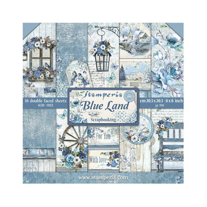 Stamperia, Scrapbooking Small Pad 10 sheets cm 20,3X20,3 (8"X8") - Blue Land