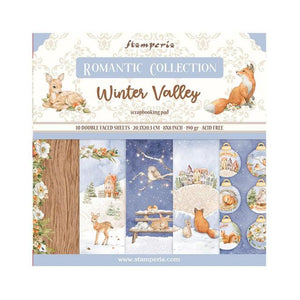 Stamperia, Scrapbooking Small Pad 10 sheets cm 20,3X20,3 (8"X8") - Winter Valley