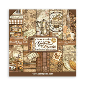 Stamperia Scrapbooking Small Pad 10 sheets cm 20,3X20,3 (8"X8") - Coffee and Chocolate