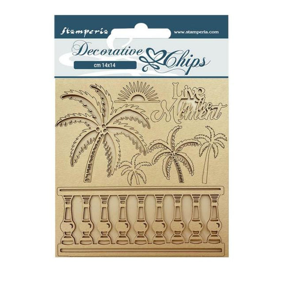 Stamperia, Decorative chips Blue Dream palms