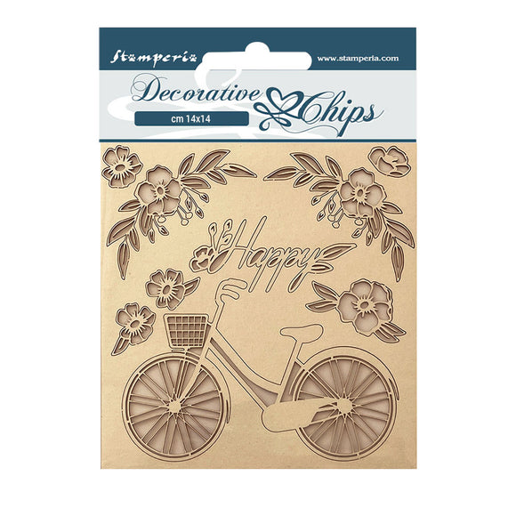 Decorative chips cm 14x14 - Create Happiness Welcome Home bicycle