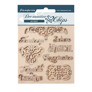 Stamperia,  Decorative chips cm 14x14 - Magic Forest writings and plates