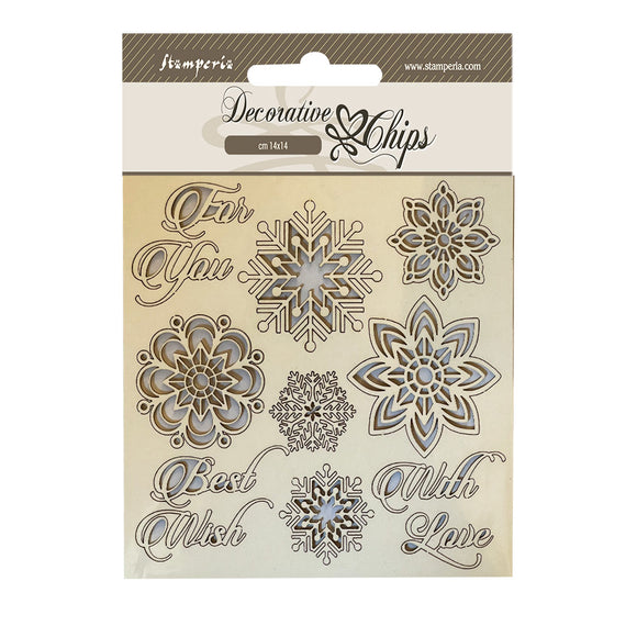 Stamperia, Decorative chips cm 14x14 - Snowflakes