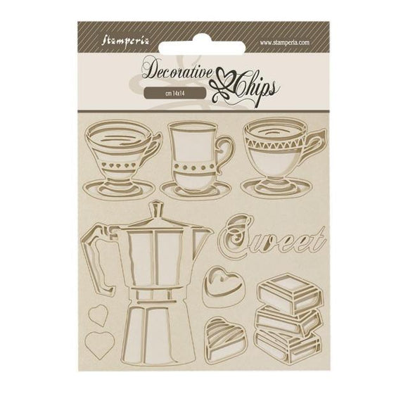 Stamperia Decorative chips cm 14x14 - Coffee and Chocolate moka