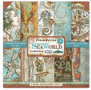 Mechanical SeaWorld Stamperia Double-Sided Paper Pad 12"X12" 10/Pkg Sea World, 10 Designs/1 Each