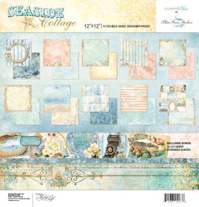 Seaside Cottage , set of 10 sheets 12x12, 1 ea. Double sided scrapbooking paper cardstock.