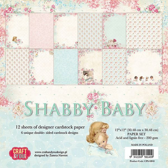 SHABBY BABY, Craft and You Design, Paper Set of 12 sheets 12x12