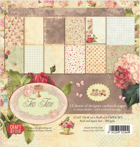 Tea Time, Craft and You Design, Paper Set of 12 sheets 12x12" (200gsm)