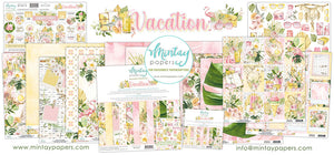 Mintay *** VACATION ***  set of 7, 1/ea  12 x12  Double Sided Designer Scrapbooking Paper, Cardstock