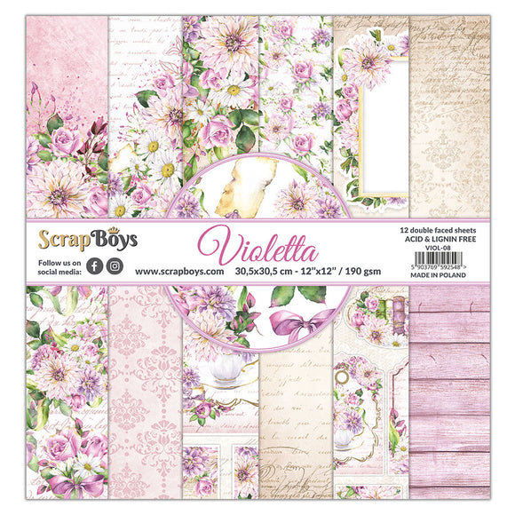 Violetta-, scrapboys, 12 double sided 12x12, scrapbooking paper pack