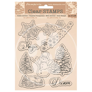 Stamperia, Acrylic stamp cm 14x18 - Snowflakes and  tree
