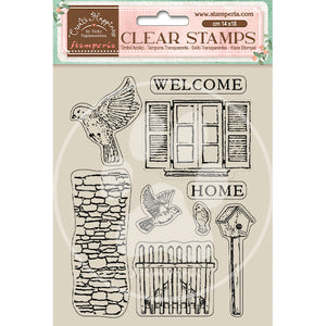 Acrylic stamp cm 14x18 - Create Happiness Welcome Home birds